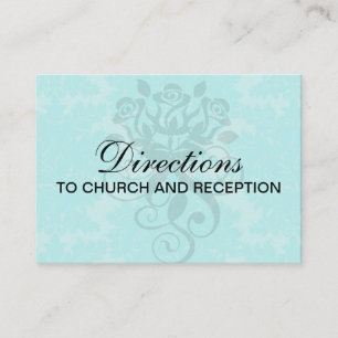 verziertes Aquamarinblauer Damastmuster Begleitkarte