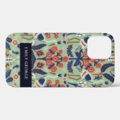 Verziertes Aquamarines Pfauenmuster der Marine Case-Mate iPhone Hülle (Rückseite (Horizontal))