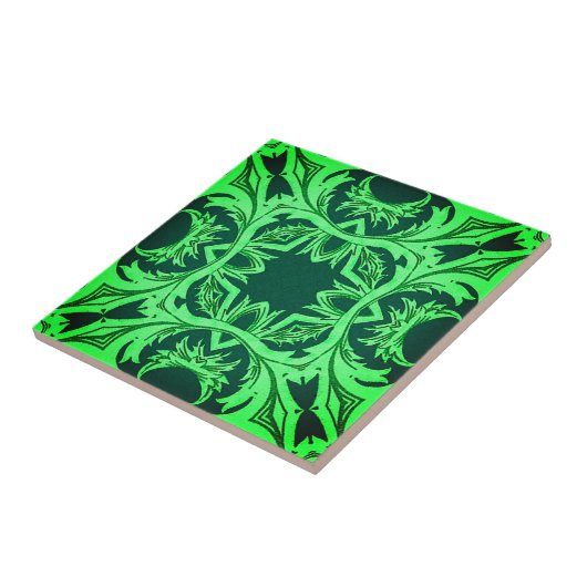 Verziertes arabisches Muster - Smaragdgrün Fliese (Seite)