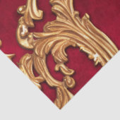 Verziertes Barock Golden Floral Damask Rotes Velve Seidenpapier (Ausschnitt)