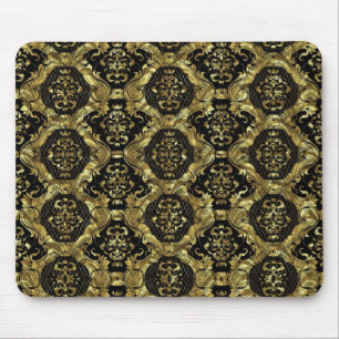 Verziertes Barockdesign aus Schwarz und Gold Mousepad