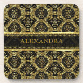 Verziertes Barockdesign-Monogramm aus Schwarz und  Getränkeuntersetzer (Vorderseite)