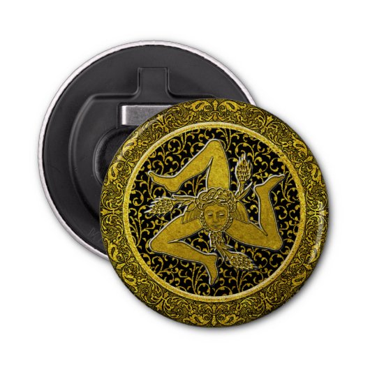 Verziertes barockes sizilianisches Trinacria Flaschenöffner (Vorderseite)