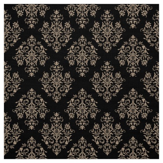 Verziertes Barockschwarzes Damasmuster Stoff (Muster)