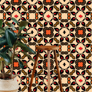 Verziertes Beige-Schwarz-Floral Geometrisches Must Tapete