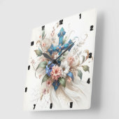 Verziertes Blau- und Goldkreuz Quadratische Wanduhr (Winkel)