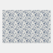 Verziertes Blaues Botanical 3 Geschenkpapier Set (Vorderseite)