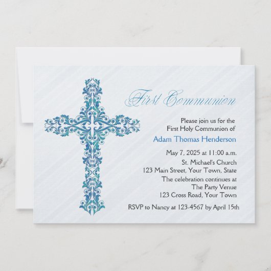 Verziertes Blaues Kreuz, Erste Kommune Einladung (Vorderseite)