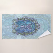 Verziertes Blue & Aquamarin Mandala Design Badehandtuch (Badehandtuch)