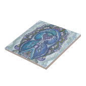 Verziertes Blue & Aquamarin Mandala Design Fliese (Seite)