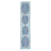 Verziertes Blue & Aquamarin Mandala Design Kurzer Tischläufer (Vorderseite)