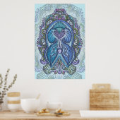 Verziertes Blue & Aquamarin Mandala Design Poster (Küche)