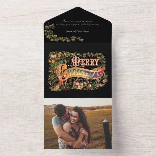 Verziertes Blumenbeet Viktorianisches Weihnachtsgr All In One Einladung (Innen Boden)