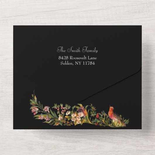 Verziertes Blumenbeet Viktorianisches Weihnachtsgr All In One Einladung (Rückseite)