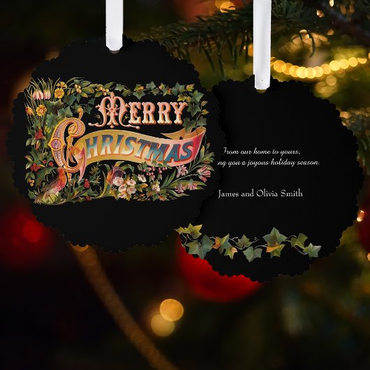 Verziertes Blumenbeet Viktorianisches Weihnachtsgr Ornament Karte