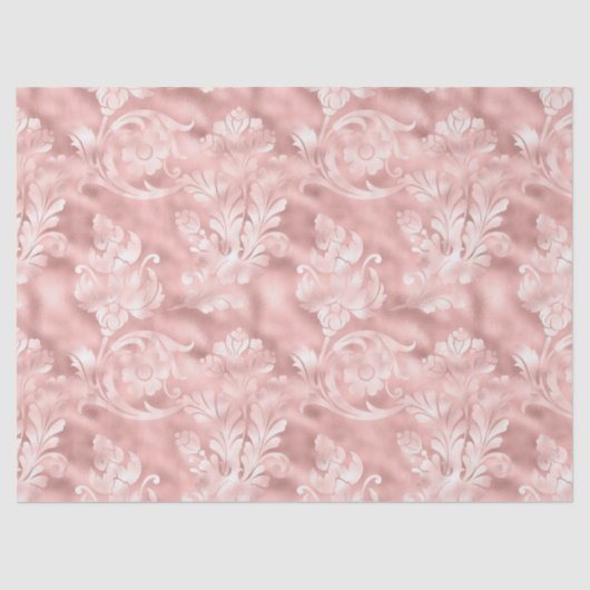 Verziertes Blumendesign auf der rosafarbenen Decou Seidenpapier (Vorderseite)