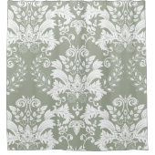 Verziertes Blumendesign in Weiß und Weiß Duschvorhang (Vorderseite)