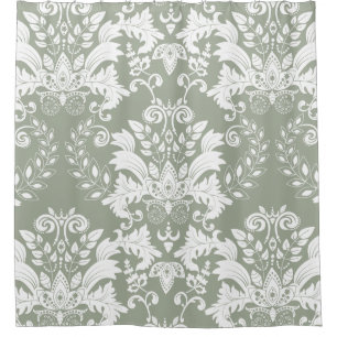 Verziertes Blumendesign in Weiß und Weiß Duschvorhang