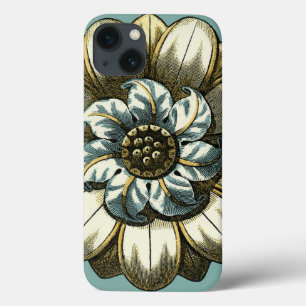 Verziertes Blumenmedaillon auf hellblauem iPhone 13 Hülle