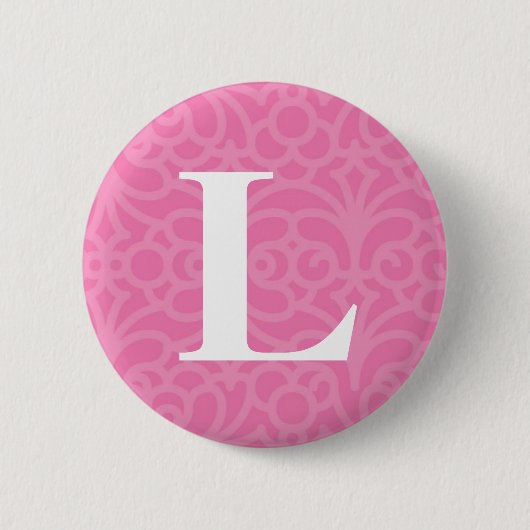 Verziertes Blumenmonogramm - Buchstabe L Button (Vorderseite)