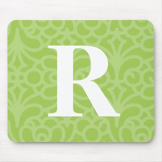 Verziertes Blumenmonogramm - Buchstabe R Mousepad (Vorne)