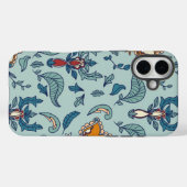 Verziertes Blumenmuster auf einem hellblauen Hinte Case-Mate iPhone Hülle (Rückseite (Horizontal))