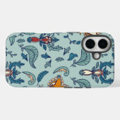 Verziertes Blumenmuster auf einem hellblauen Hinte Case-Mate iPhone Hülle (Rückseite (Horizontal))