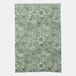 Verziertes Blumenmuster aus weißen Blumen und Blät Geschirrtuch