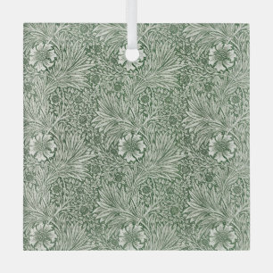 Verziertes Blumenmuster aus weißen Blumen und Blät Ornament Aus Glas