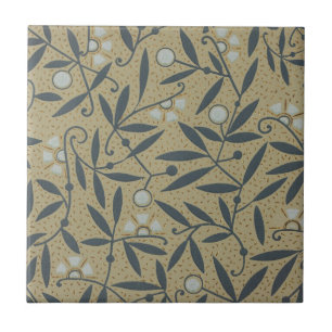 Verziertes Blumenmuster mit dunkelblauen Reben Fliese