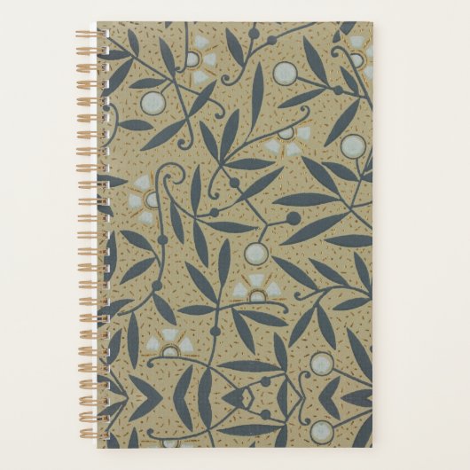 Verziertes Blumenmuster mit dunkelblauen Reben Planer (Vorderseite)
