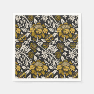 Verziertes Blumenmuster mit großen goldenen Blumen Serviette