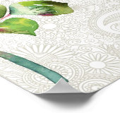 Verziertes Blumenmuster mit rosa Aquarellfarbe Ros Poster (Ecke)