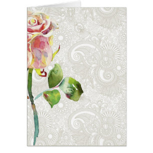 Verziertes Blumenmuster mit rosa Watercolor-Rose