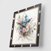 Verziertes Blumenmuster Quadratische Wanduhr (Winkel)
