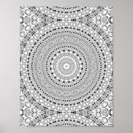 Verziertes Blütenblatt-Ring-Farbseiten-Musterdesig Poster