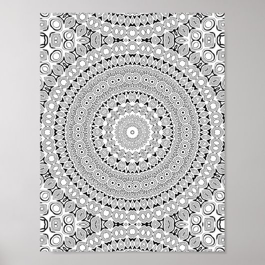 Verziertes Blütenblatt-Ring-Farbseiten-Musterdesig Poster (Vorne)