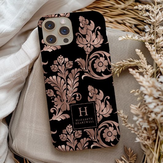 Verziertes botanisches Muster Monogram Rose Gold S Case-Mate iPhone Hülle