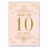 Verziertes Brautparty mit weißem Rosa und goldfarb Tischnummer (Rückseite)