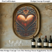 Verziertes Bronze-Herzfeld/Tile EJ6-Decoupage Seidenpapier