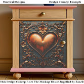 Verziertes Bronze-Herzfeld/Tile EJ6-Decoupage Seidenpapier