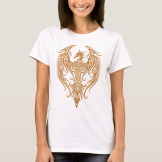 Verziertes Brown Stammes- Phoenix T-Shirt