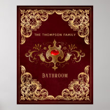 Verziertes Burgund und Gold Vintag Ruby Gemstone