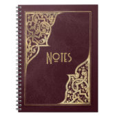 Verziertes Burgundy- und Gold-Frame-Notebook Notizblock (Vorderseite)