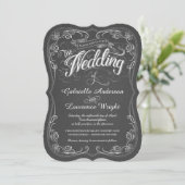 Verziertes Chalkboard Bistro Art Wedding Einladung (Stehend Vorderseite)