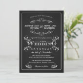 Verziertes Chalkboard Vintage Hochzeit Einladungen (Stehend Vorderseite)