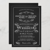 Verziertes Chalkboard Vintage Hochzeit Einladungen (Vorne/Hinten)