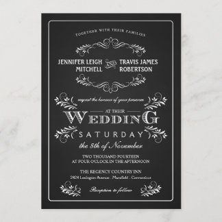 Verziertes Chalkboard Vintage Hochzeit Einladungen
