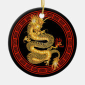 Verziertes chinesisches Jahr des Drachen Keramik Ornament (Vorne)