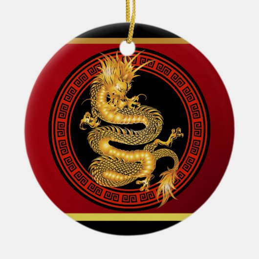Verziertes chinesisches Jahr des Drachen Keramikornament (Vorne)